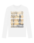 White Printed Long Sleeve T Shirt Front