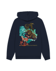Navy Printed Hoody Back