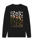 Black Recycled Printed Sweater Front