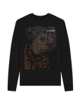 Black Recycled Printed Sweater Front