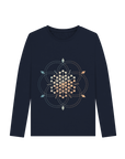 Navy Blue Printed Long Sleeve T Shirt Front