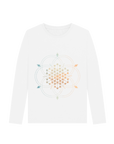 White Printed Long Sleeve T Shirt Front