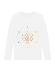 White Printed Long Sleeve T Shirt Front