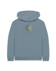 Stone Blue Printed Kids Hoodie Back