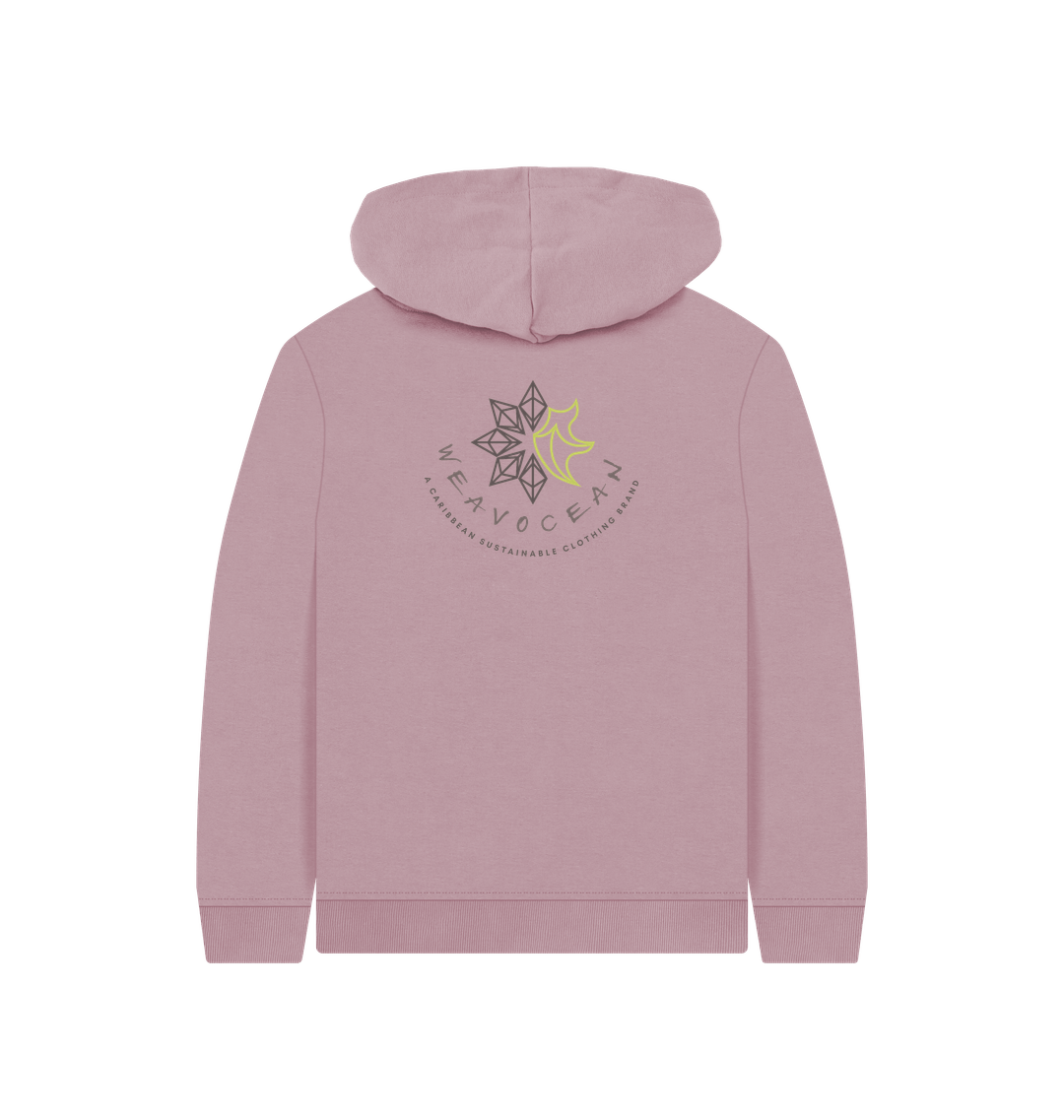 Mauve Printed Kids Hoodie Back