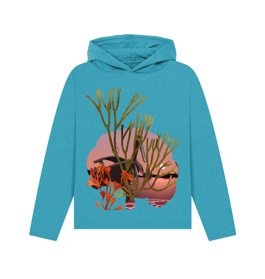 Ocean Blue Recycled Hoody Front