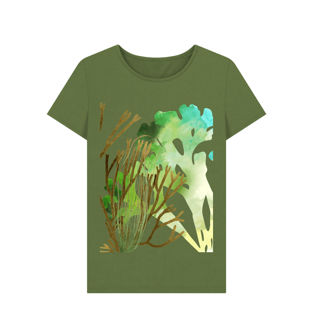 Khaki Printed T-shirt Front