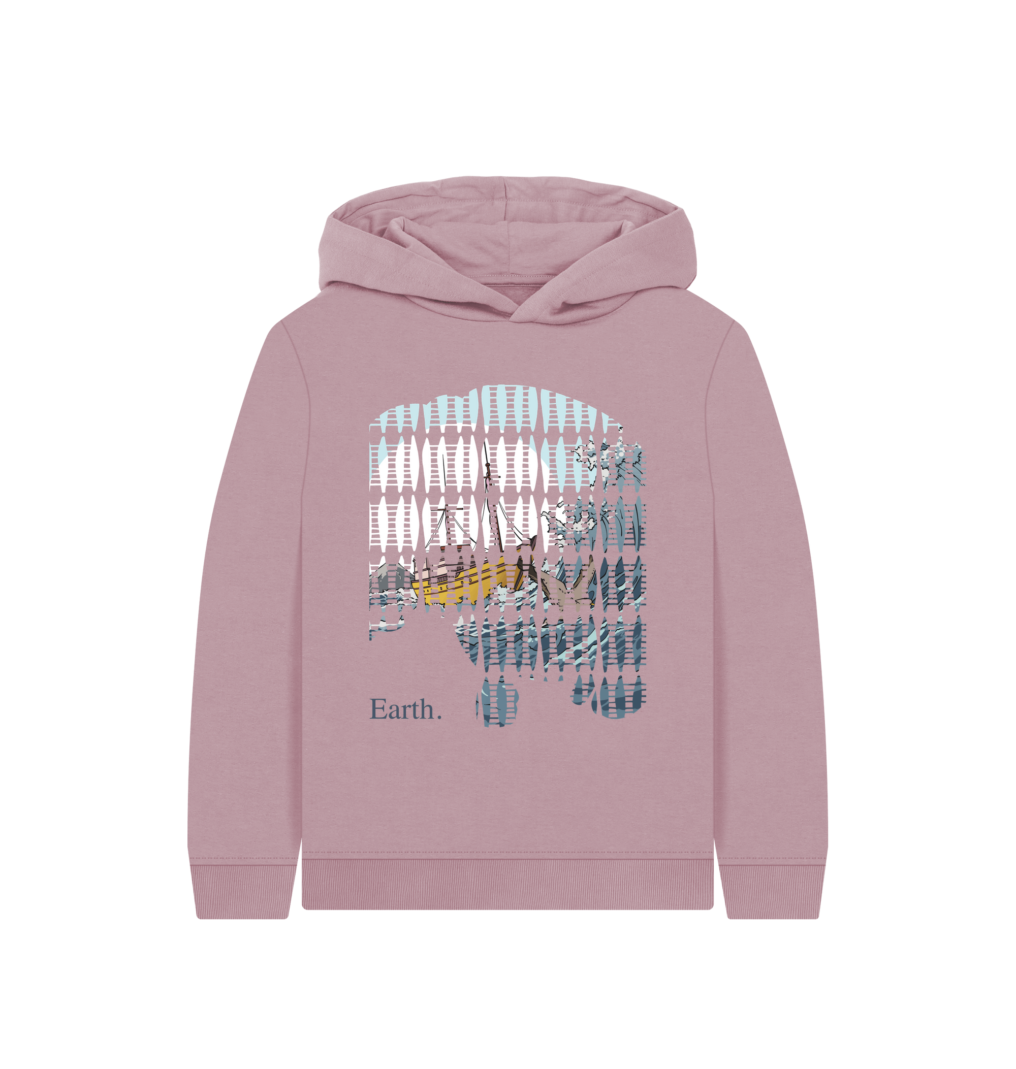 Mauve Printed Kids Hoodie Front