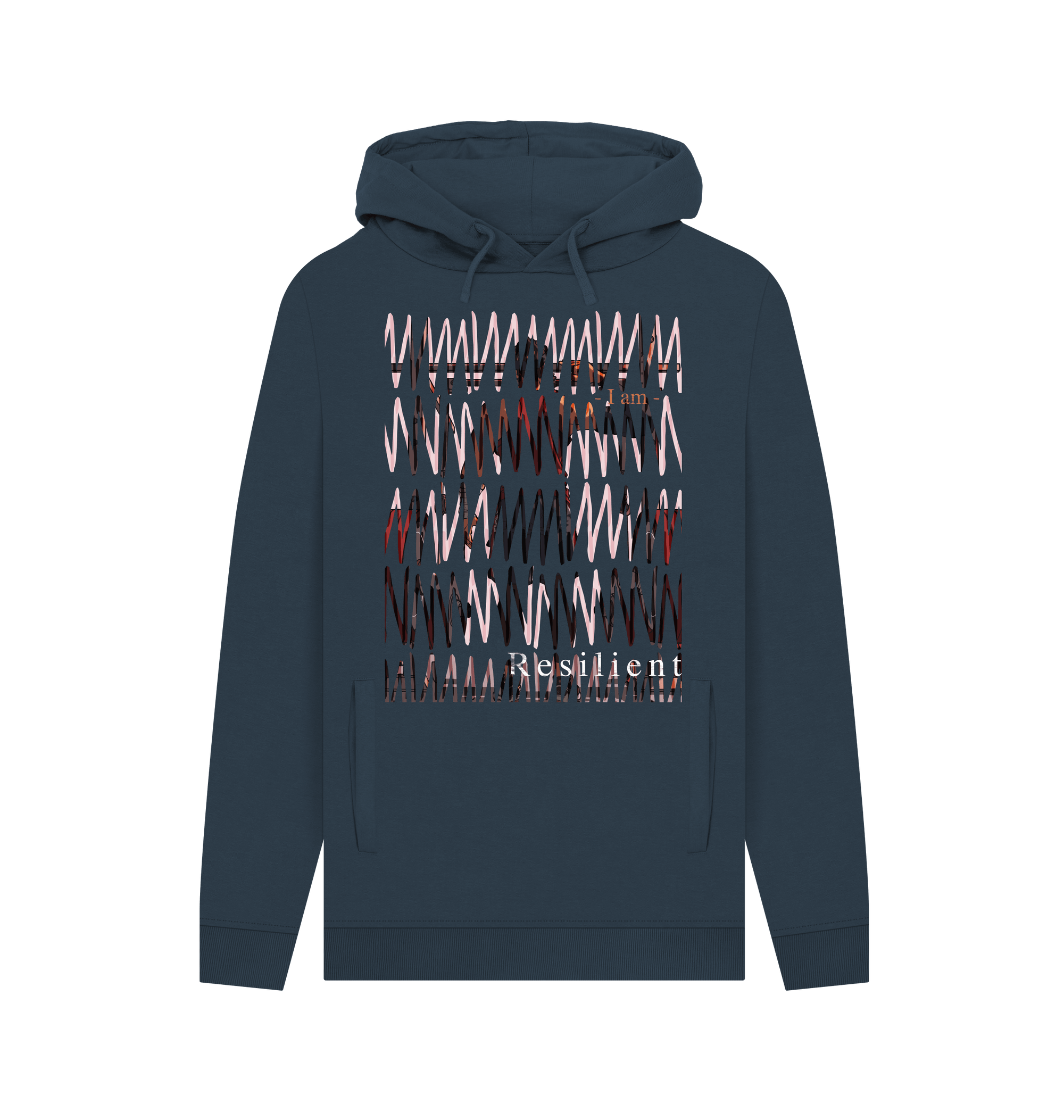 Navy Printed Hoody Front