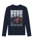 Navy Blue Printed Long Sleeve T Shirt Front