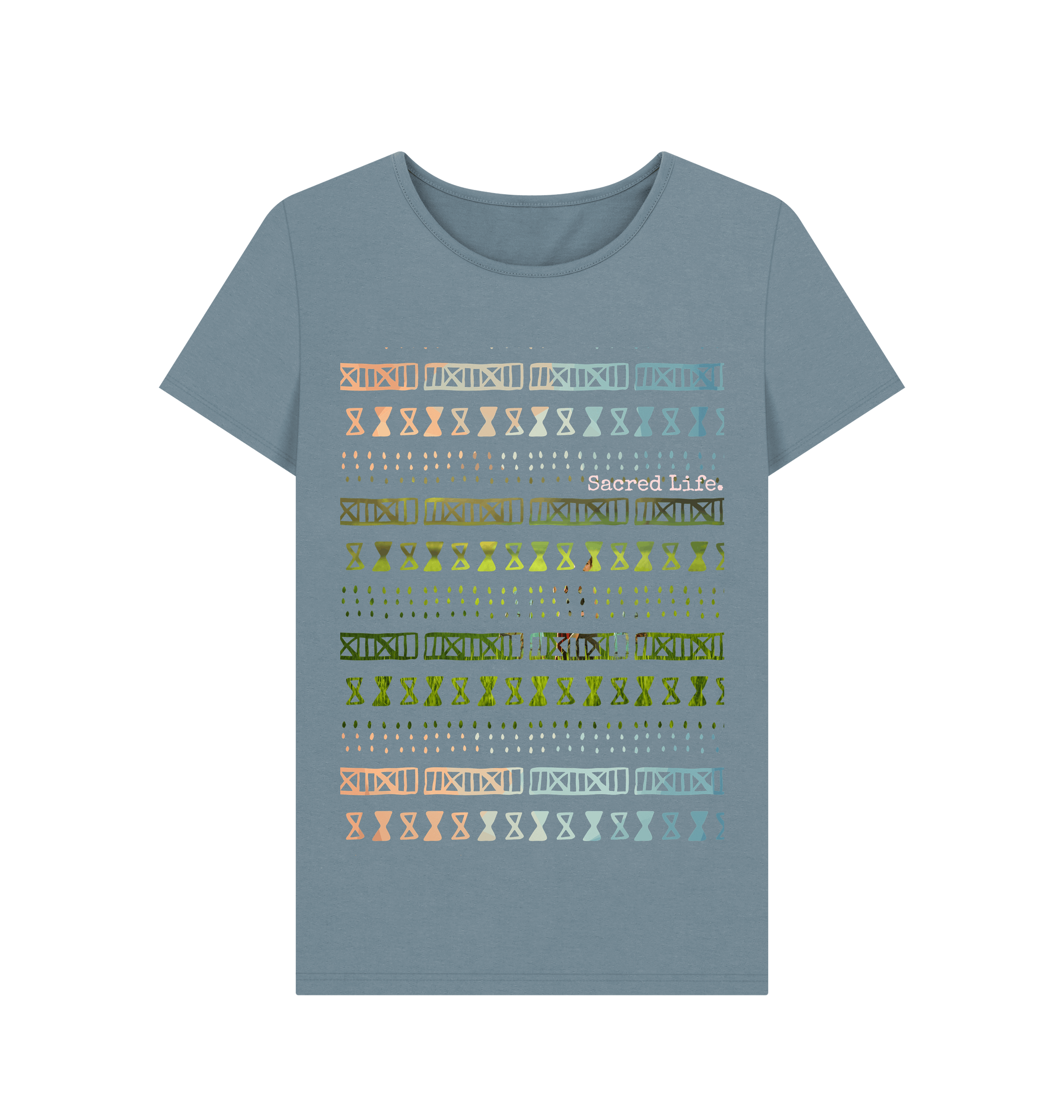 Stone Blue Printed T-shirt Front