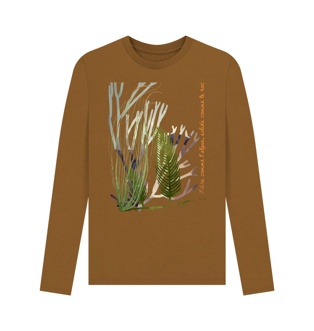 Brown Printed Long Sleeve T Shirt Front