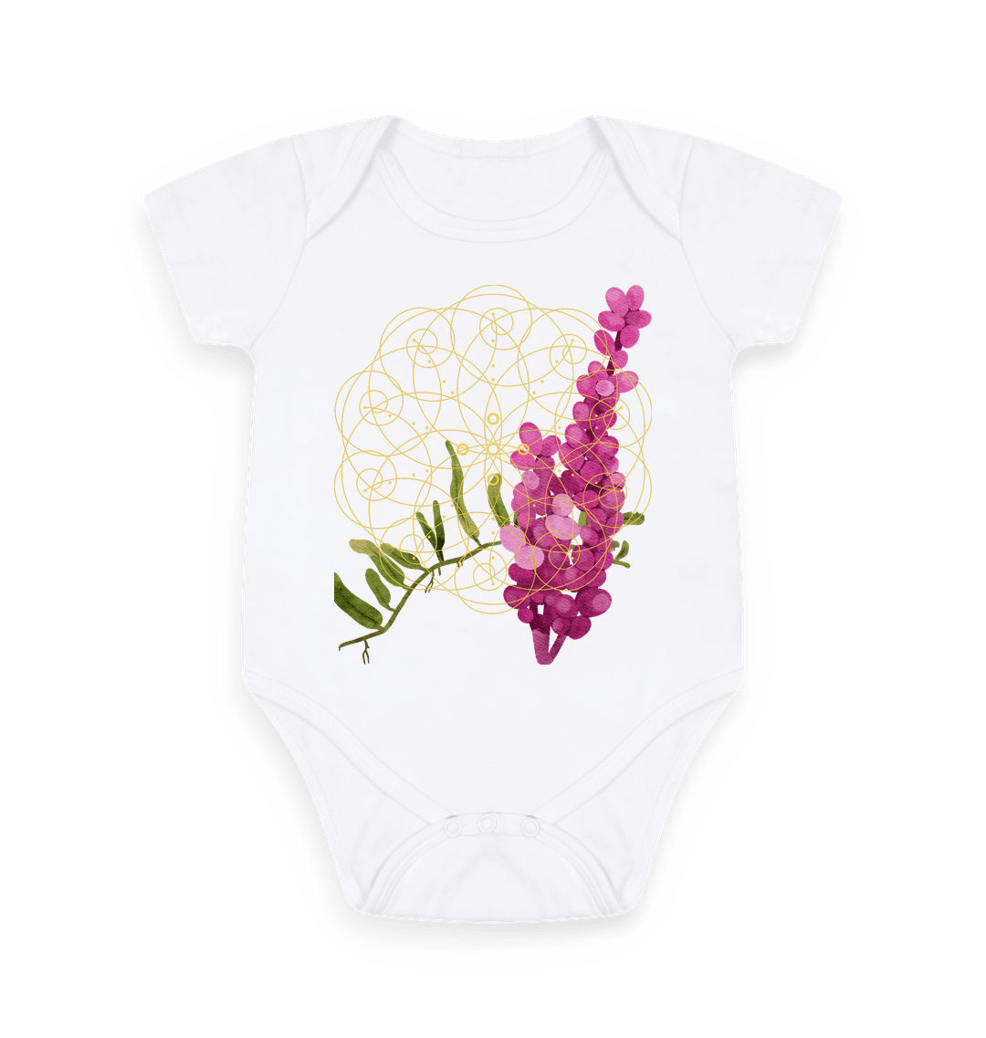 White Printed baby grow Front