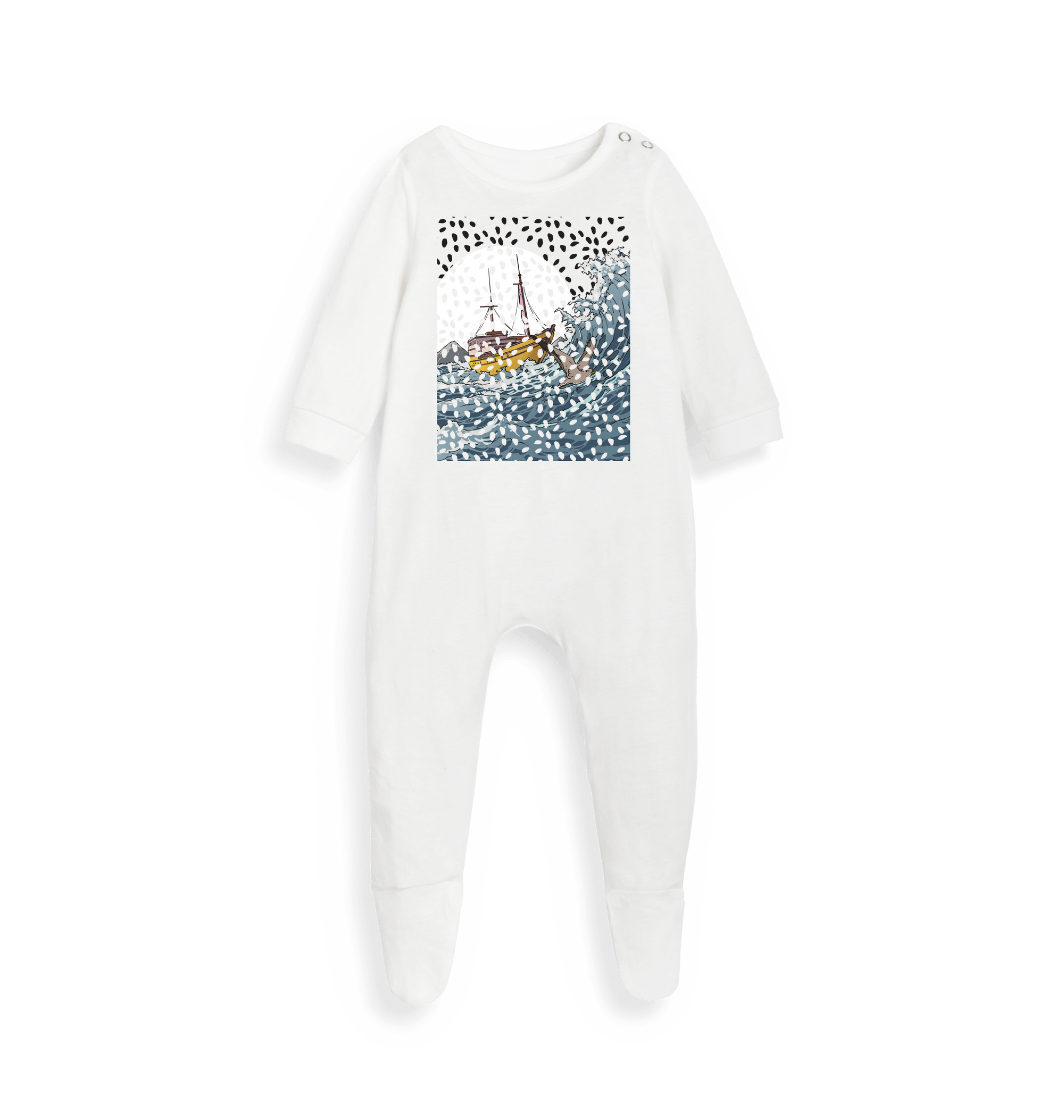 White Printed baby grow Front