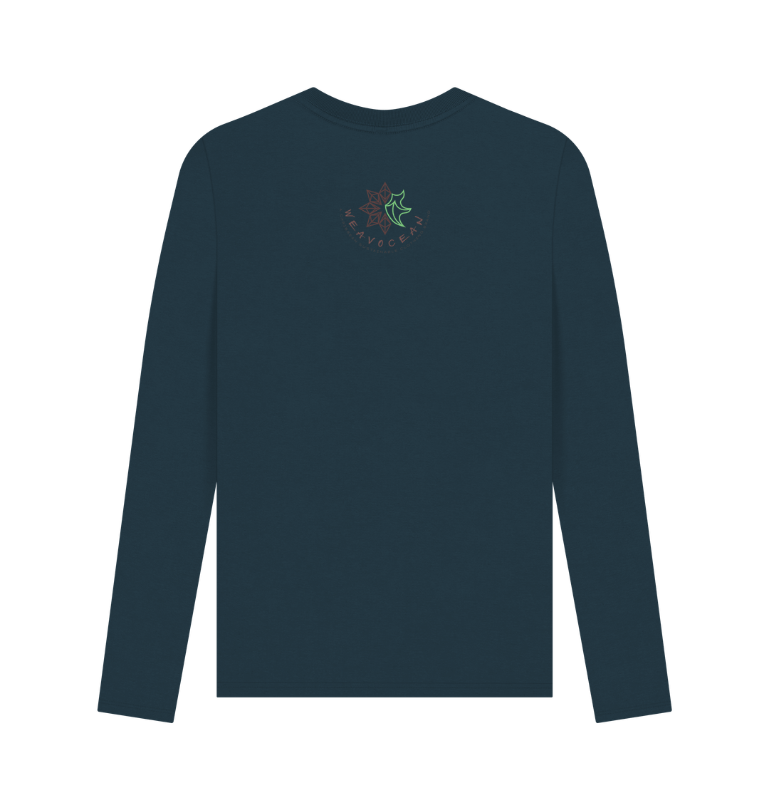 Denim Blue Printed Long Sleeve T Shirt Back
