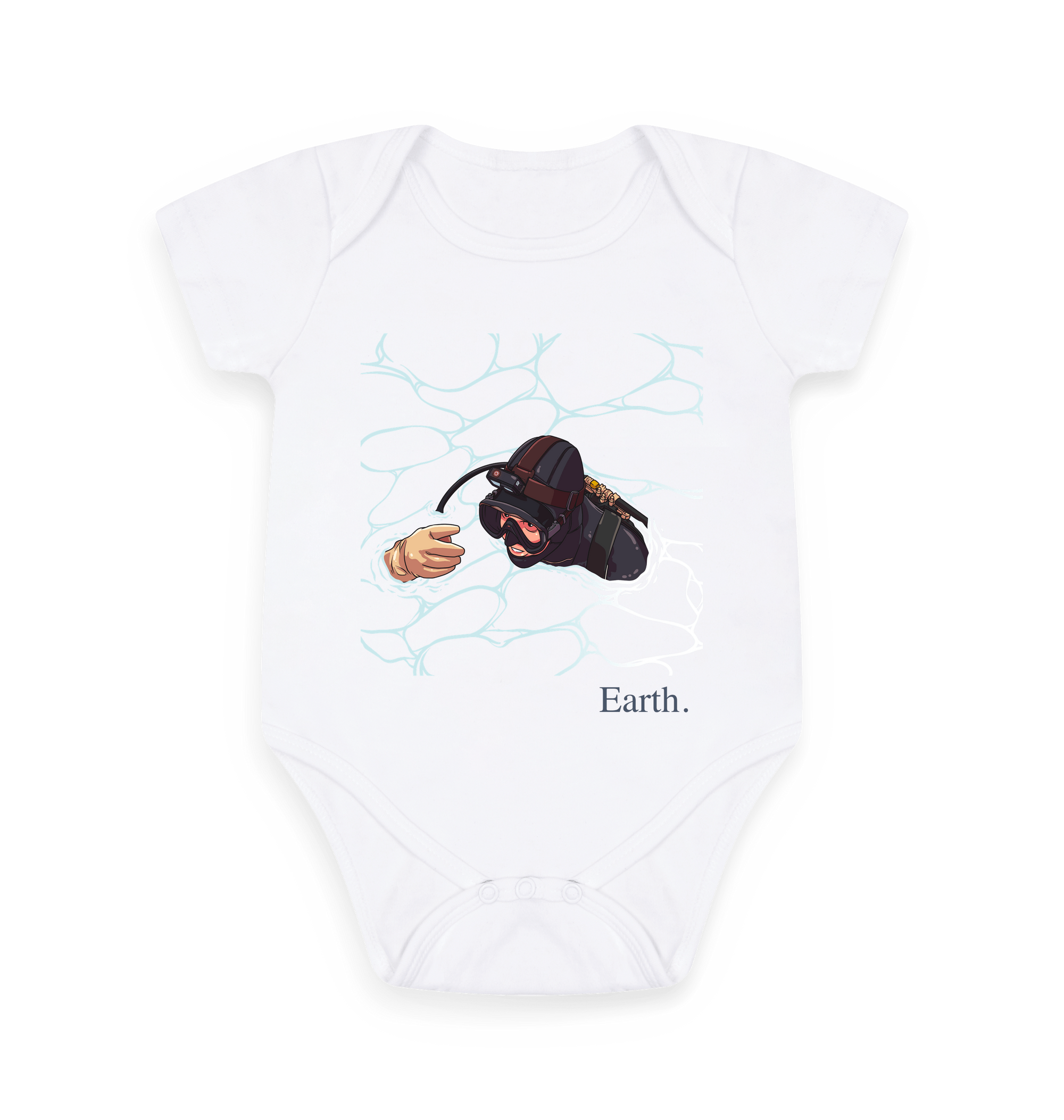White Printed baby grow Front