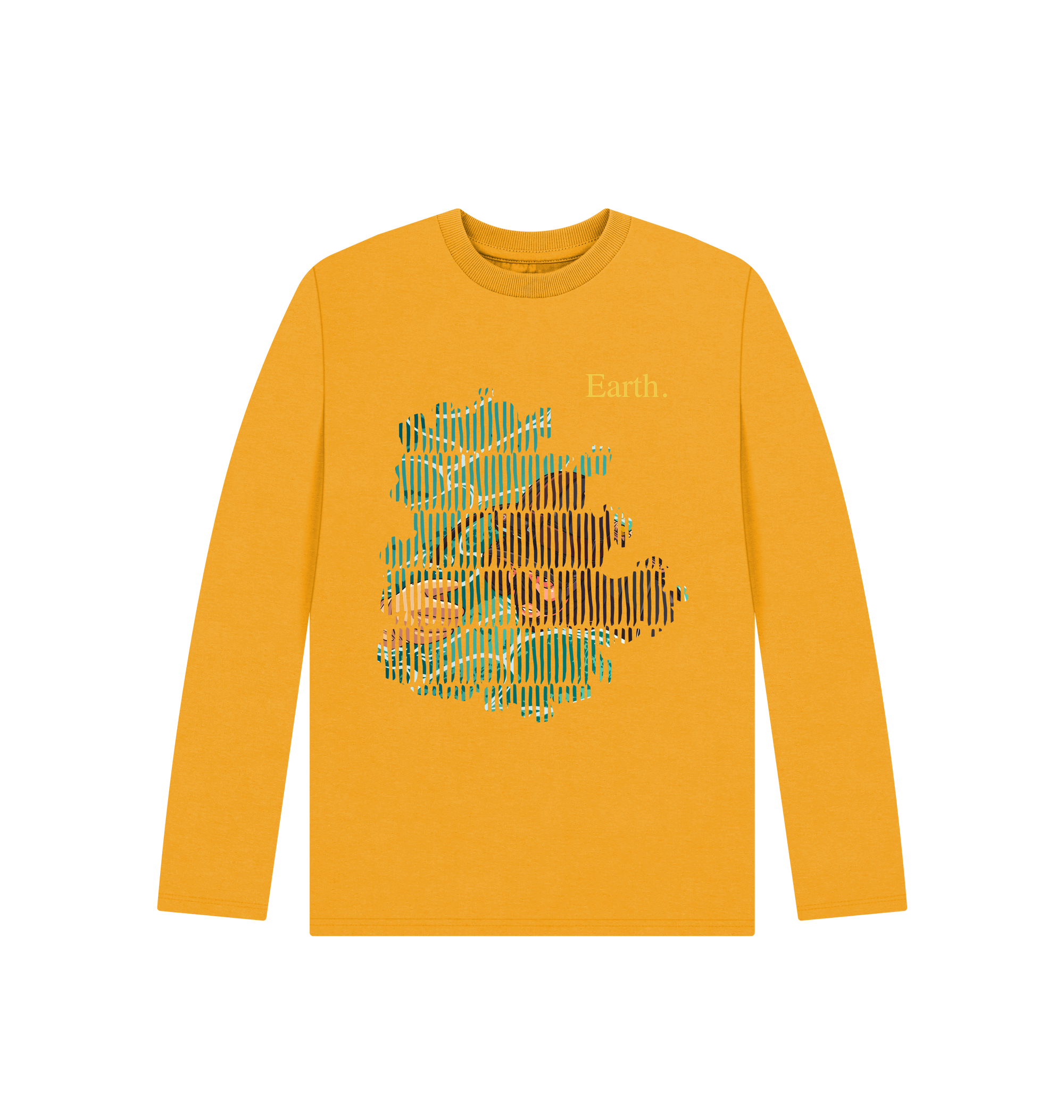 Mustard Printed Kids T-Shirt Front