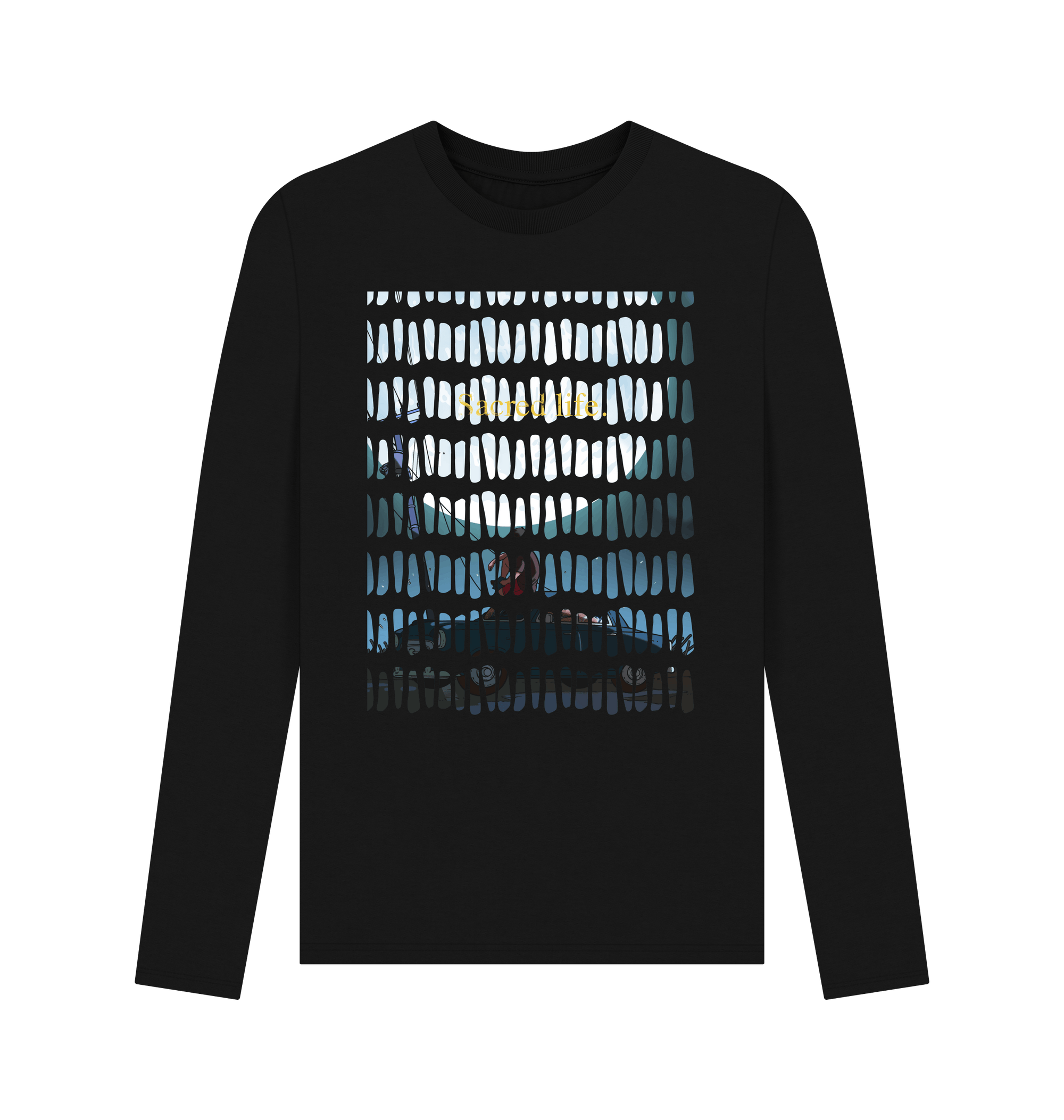 Black Printed Long Sleeve T Shirt Front