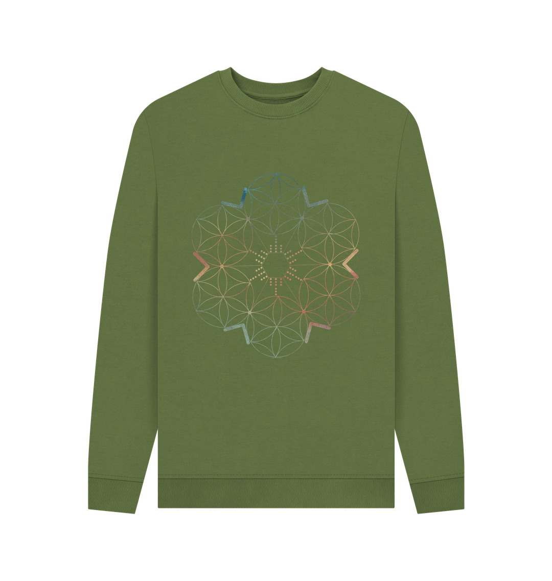 Khaki Printed Sweater Front