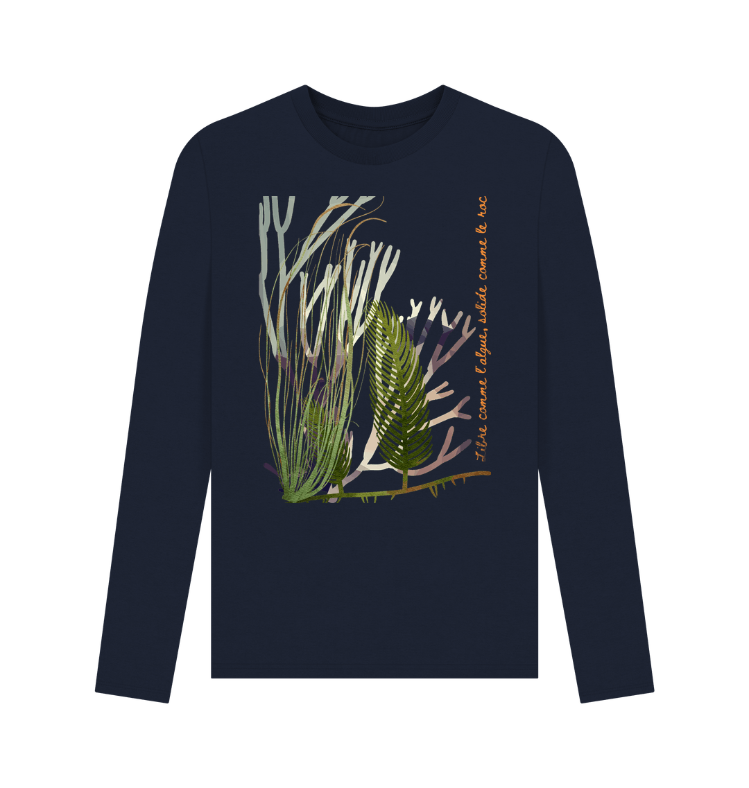 Navy Blue Printed Long Sleeve T Shirt Front