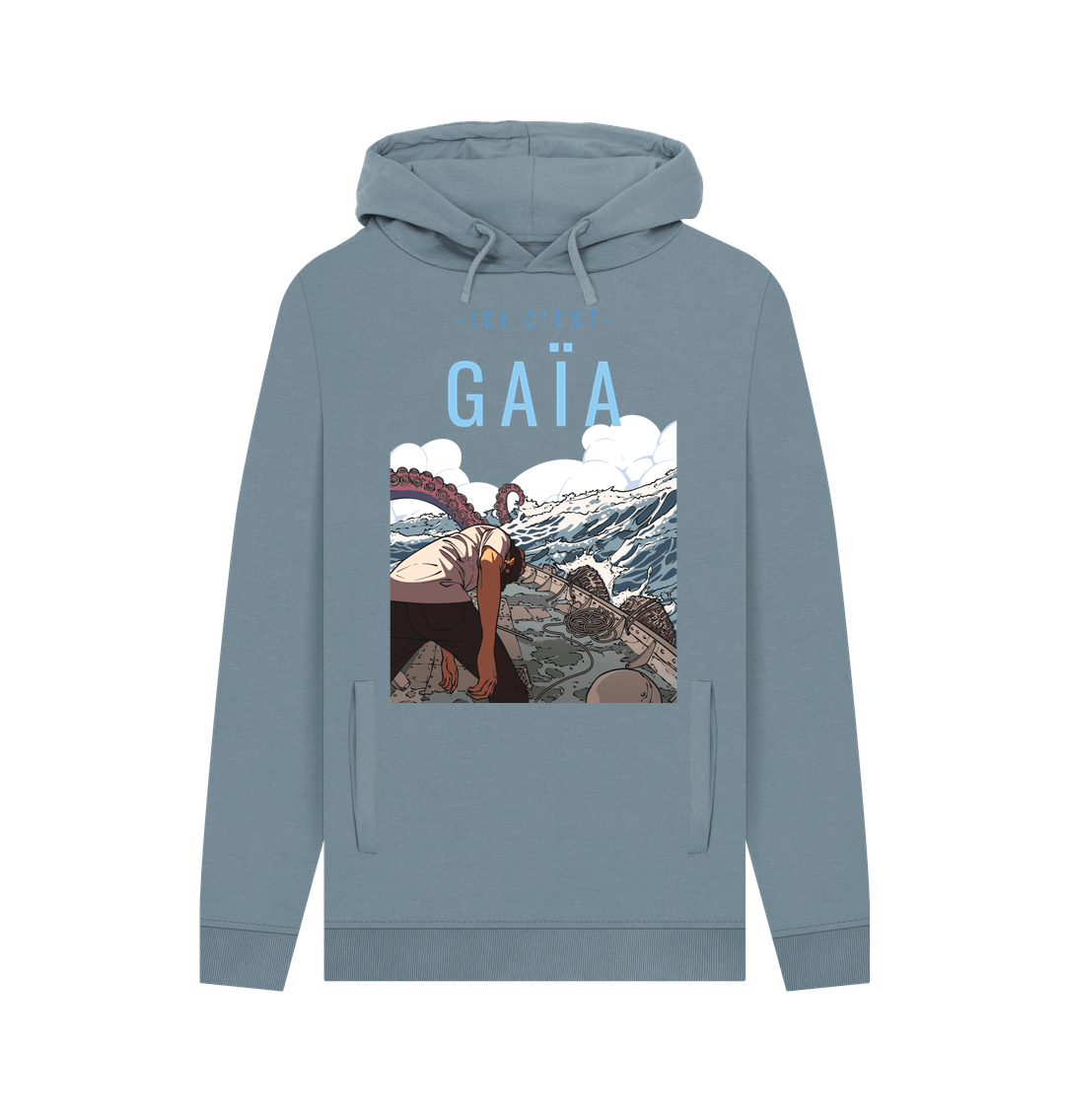 Stone Blue Printed Hoody
