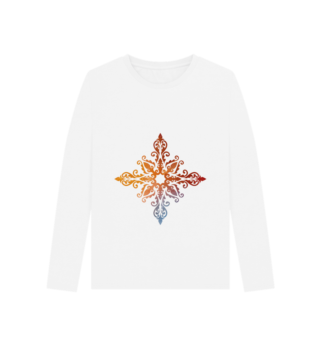 White Printed Long Sleeve T Shirt