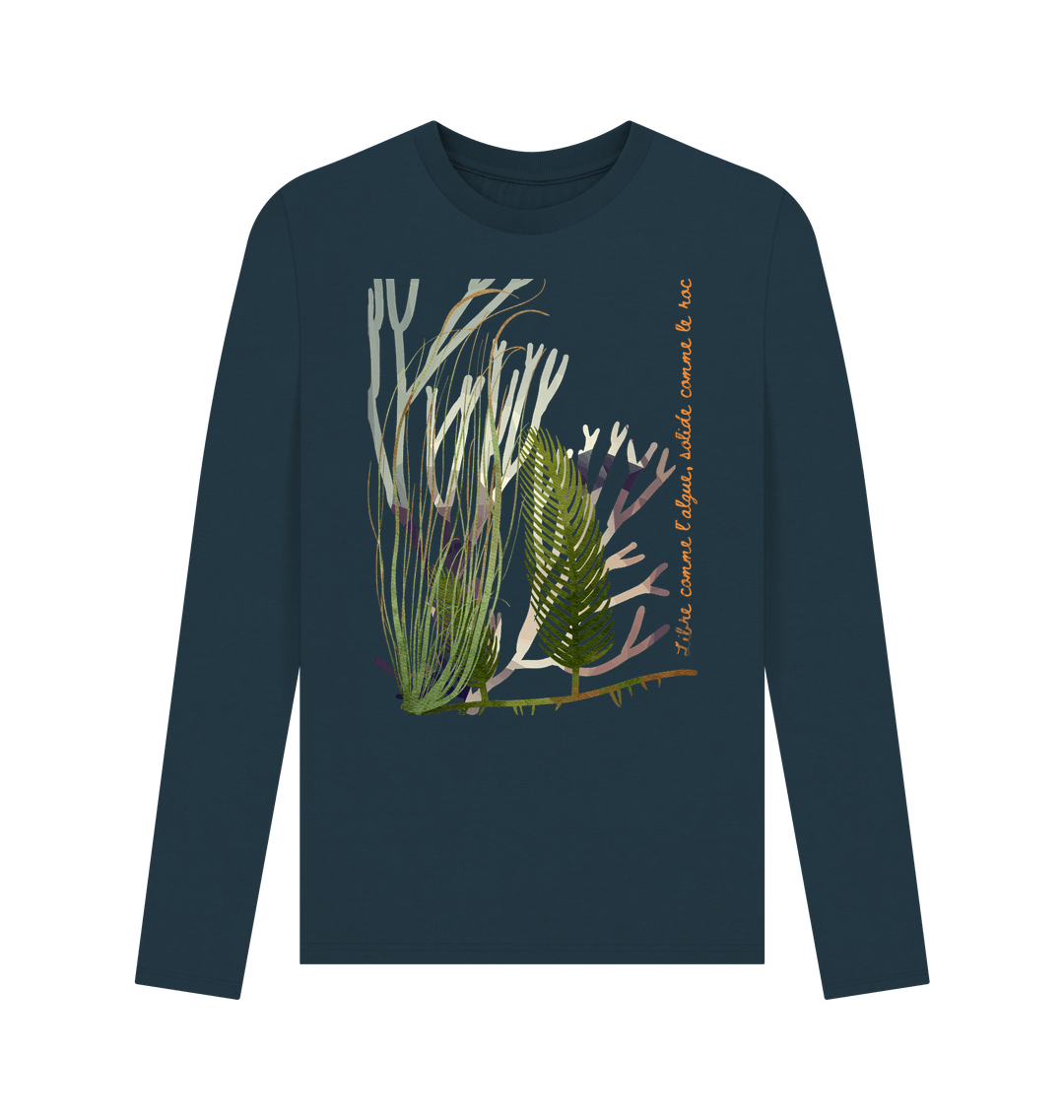 Denim Blue Printed Long Sleeve T Shirt Front