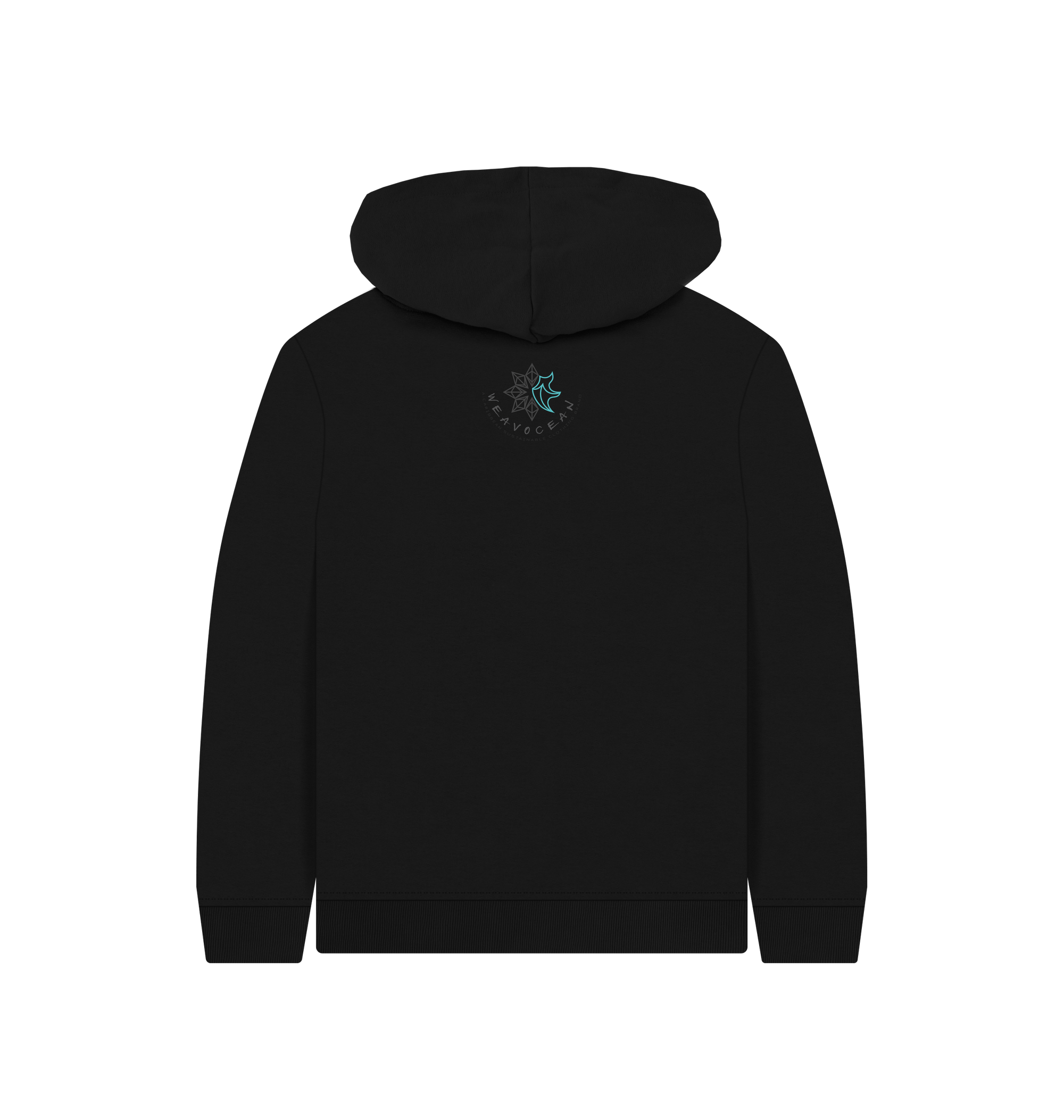 Black Printed Kids Hoodie Back