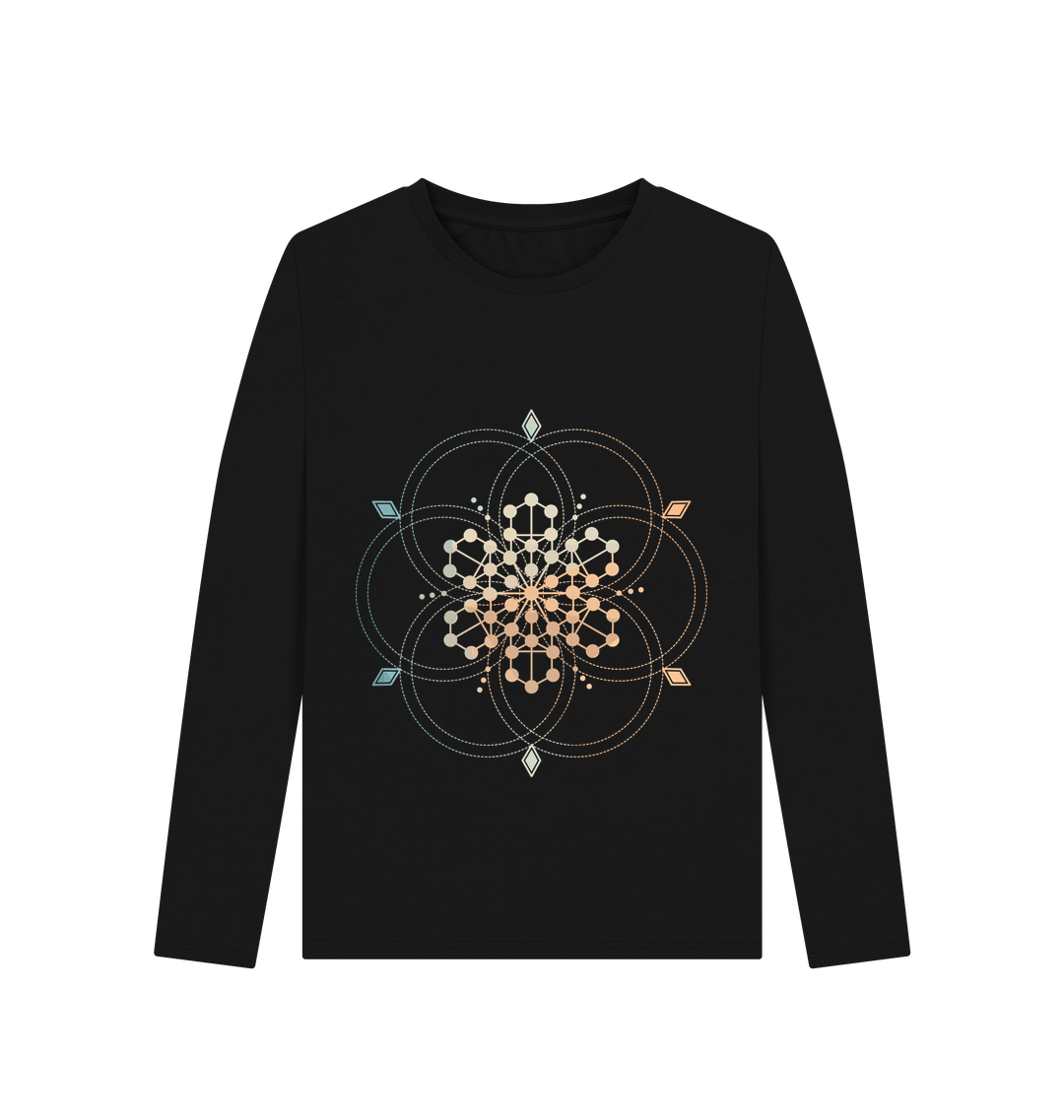 Black Printed Long Sleeve T Shirt Front