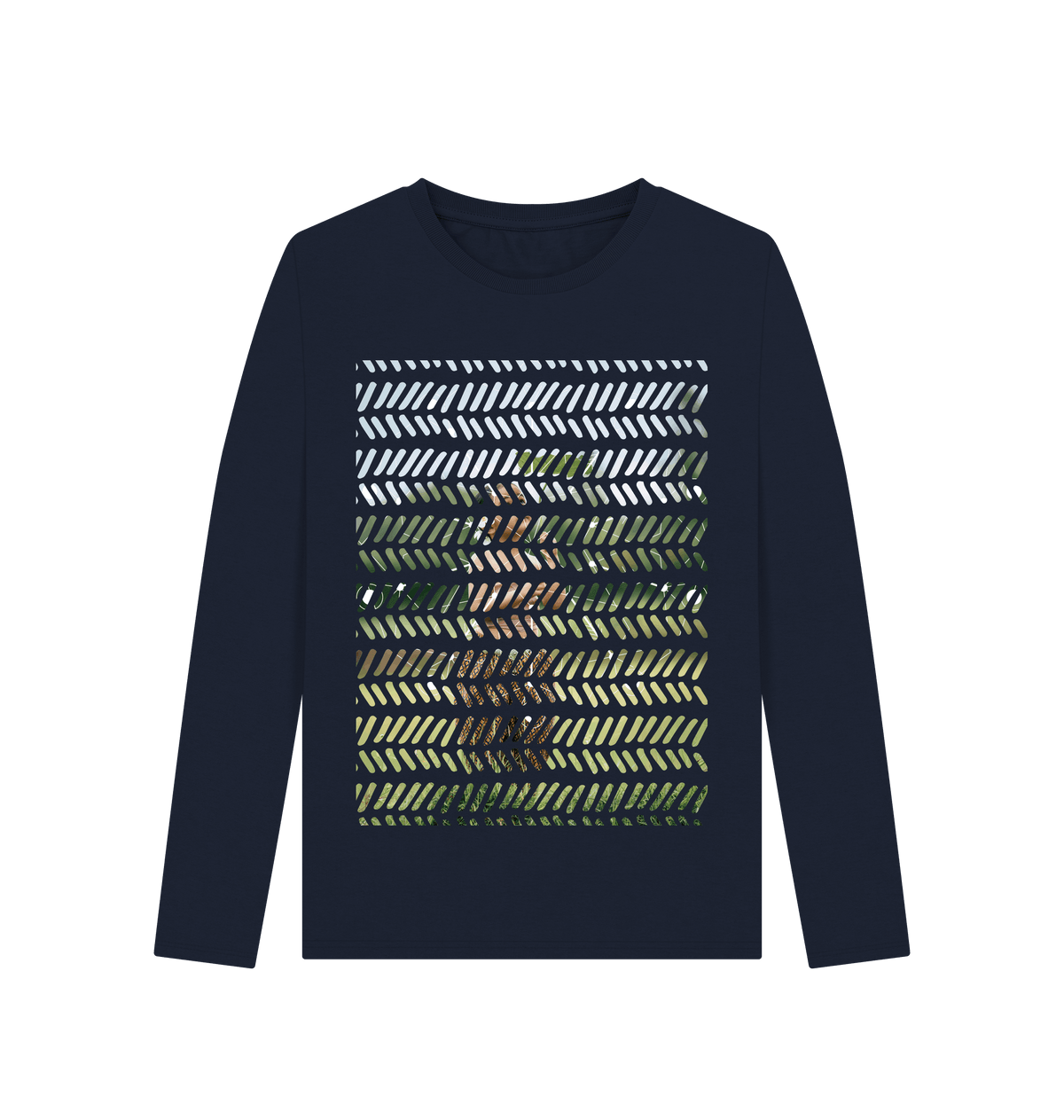 Navy Blue Printed Long Sleeve T Shirt Front