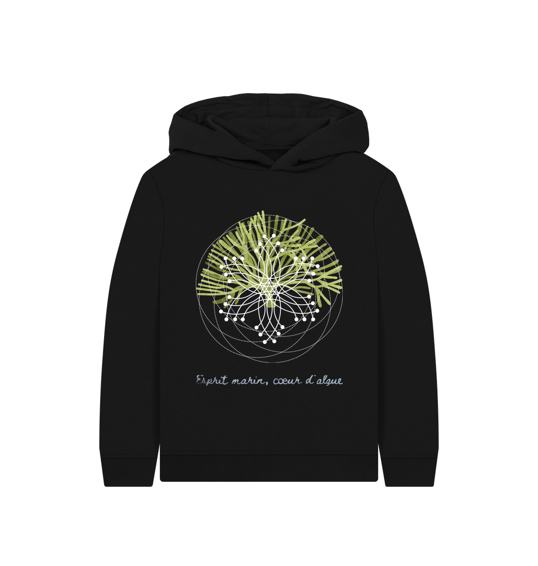 Black Printed Kids Hoodie Front