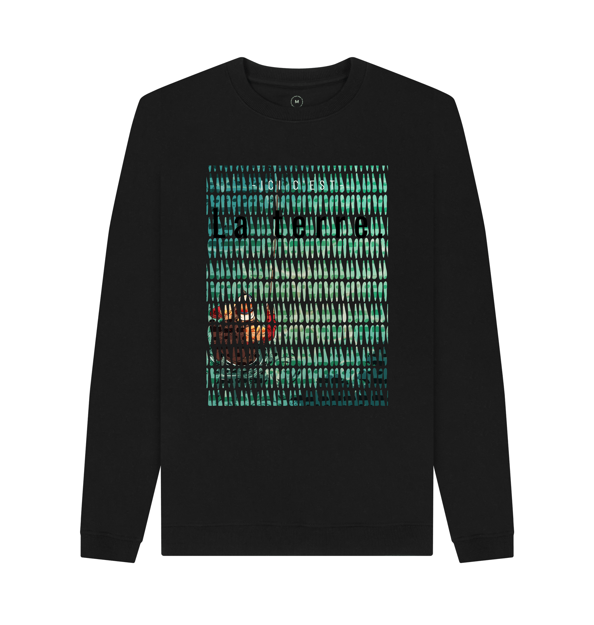 Black Recycled Printed Sweater Front