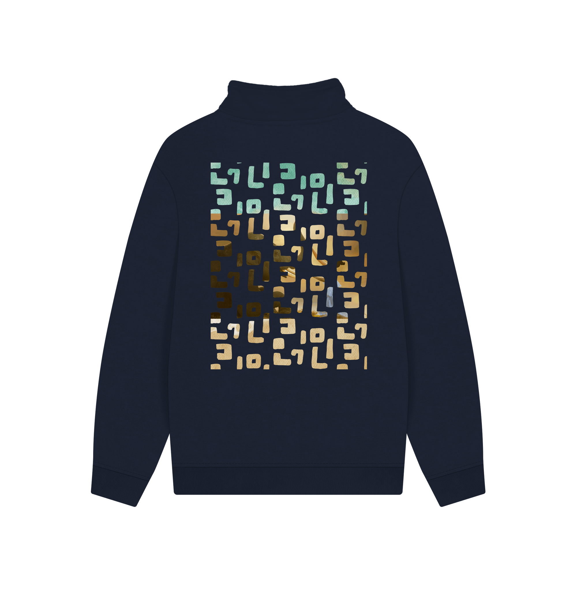 Navy Printed Sweater Back