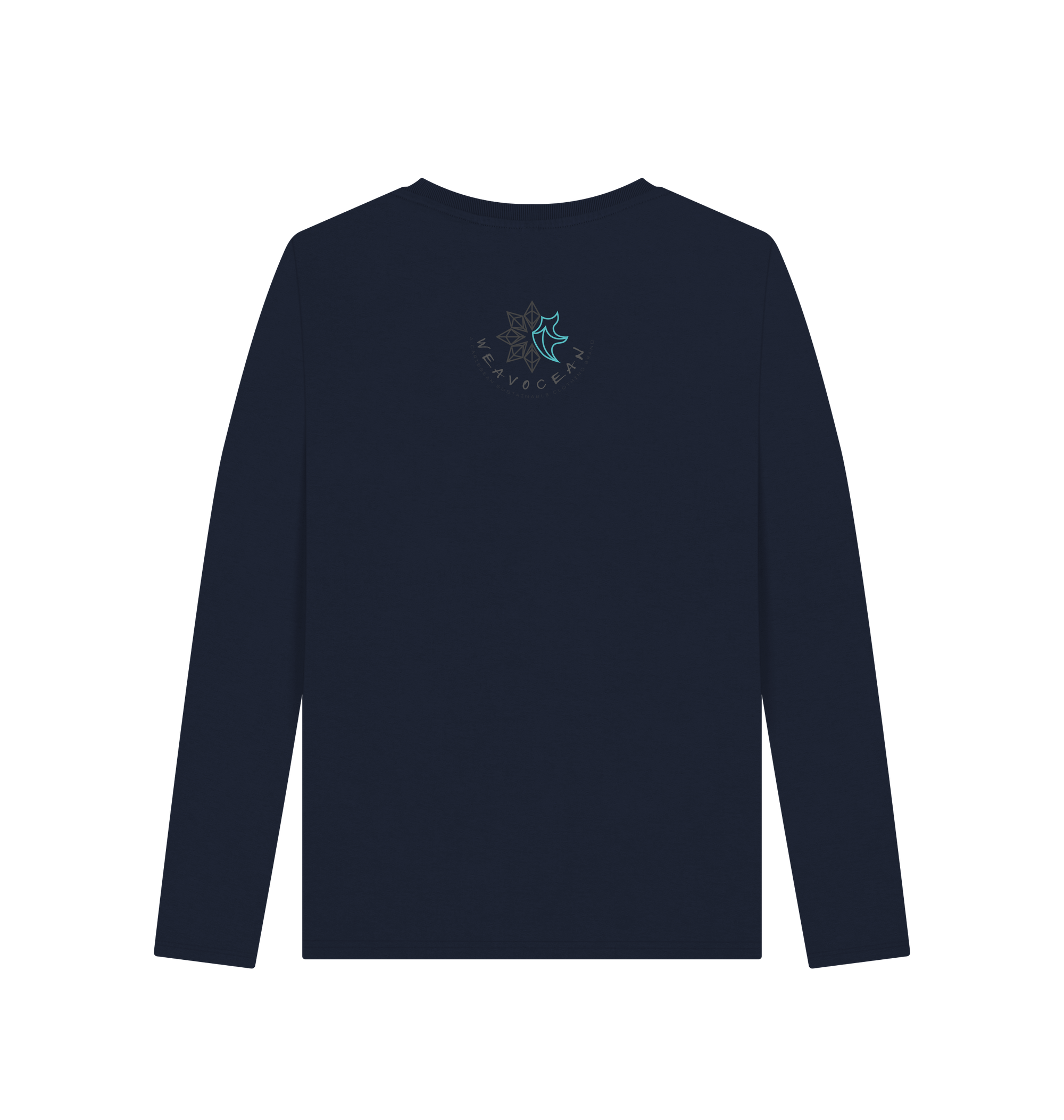 Navy Blue Printed Long Sleeve T Shirt Back