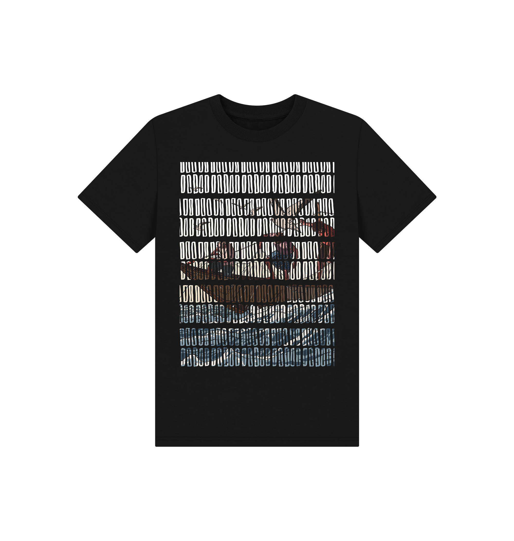 Black Printed Kids T-Shirt Front