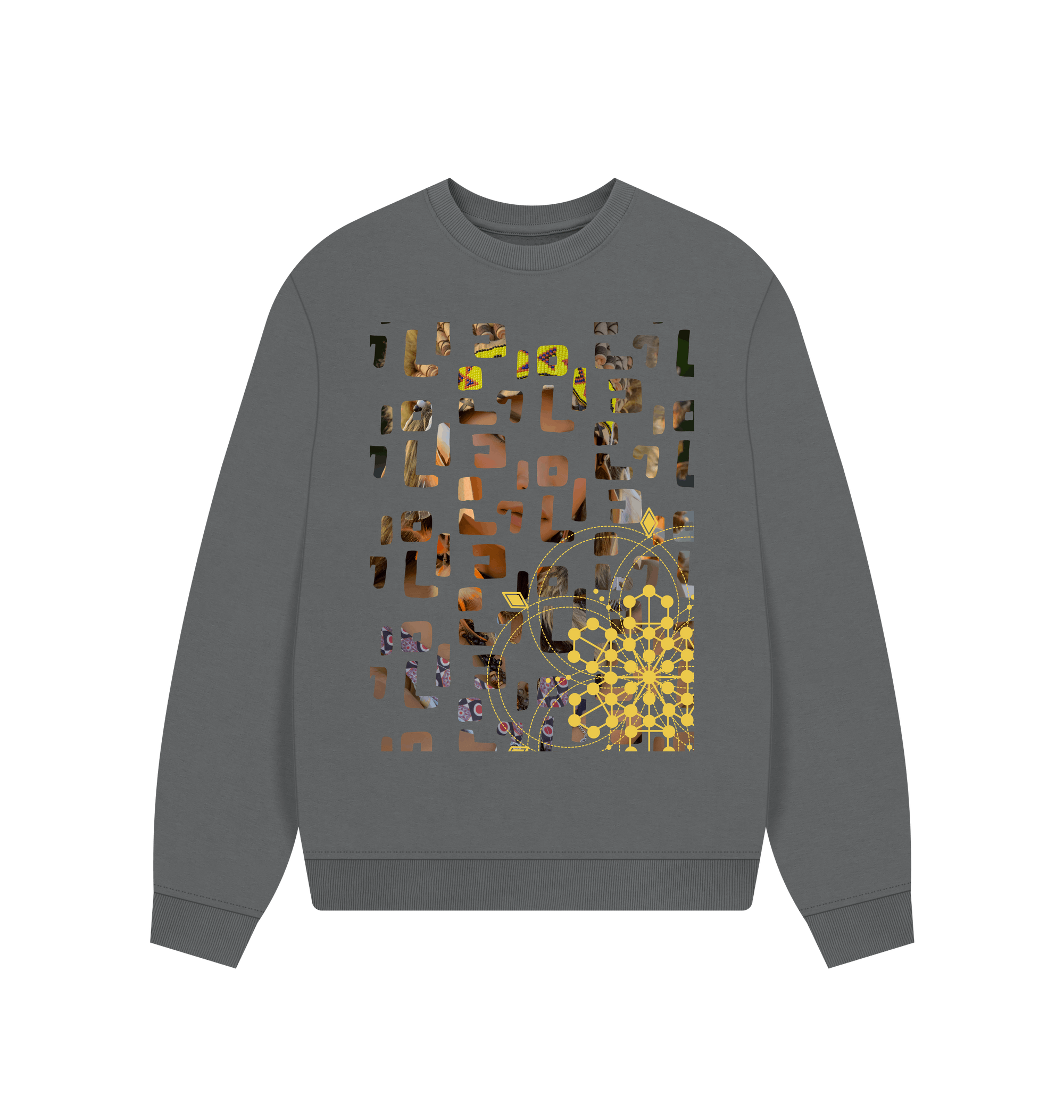 Slate Grey Printed Sweater Front