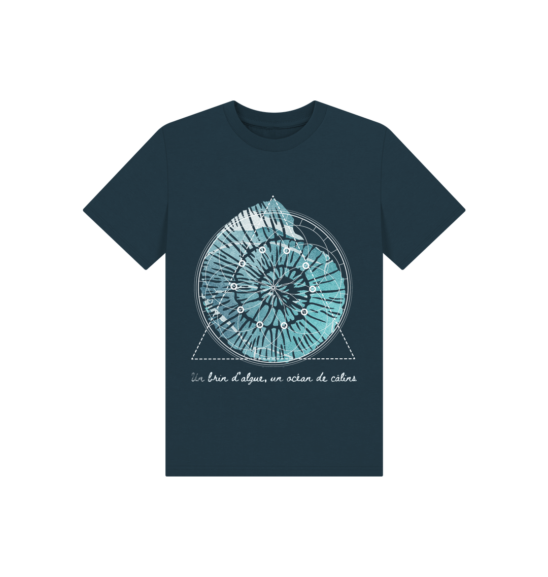 Denim Blue Printed Kids T-Shirt Front