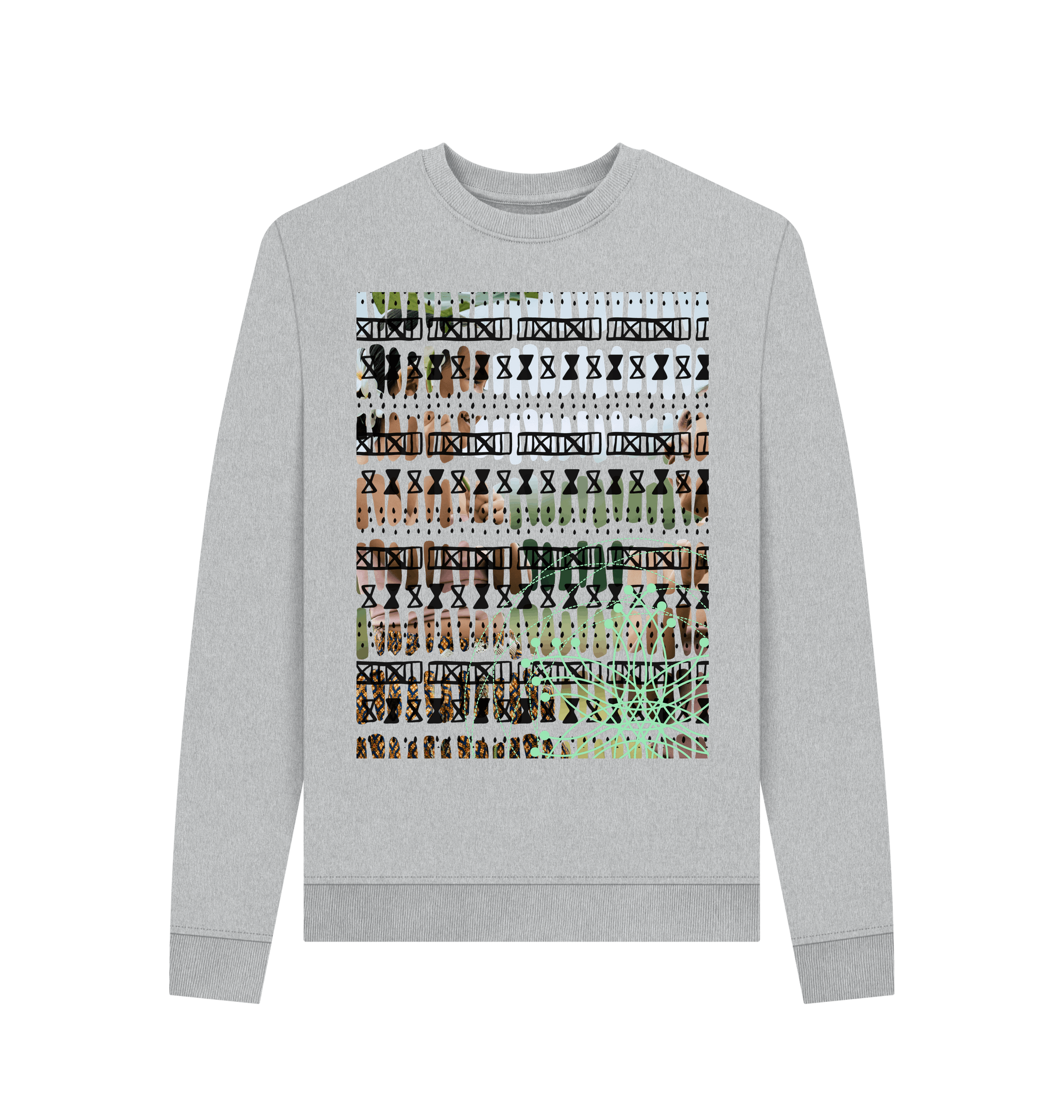 Grey Recycled Printed Sweater Front