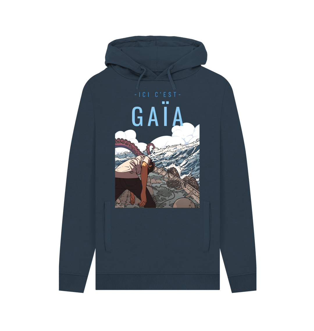 Navy Printed Hoody