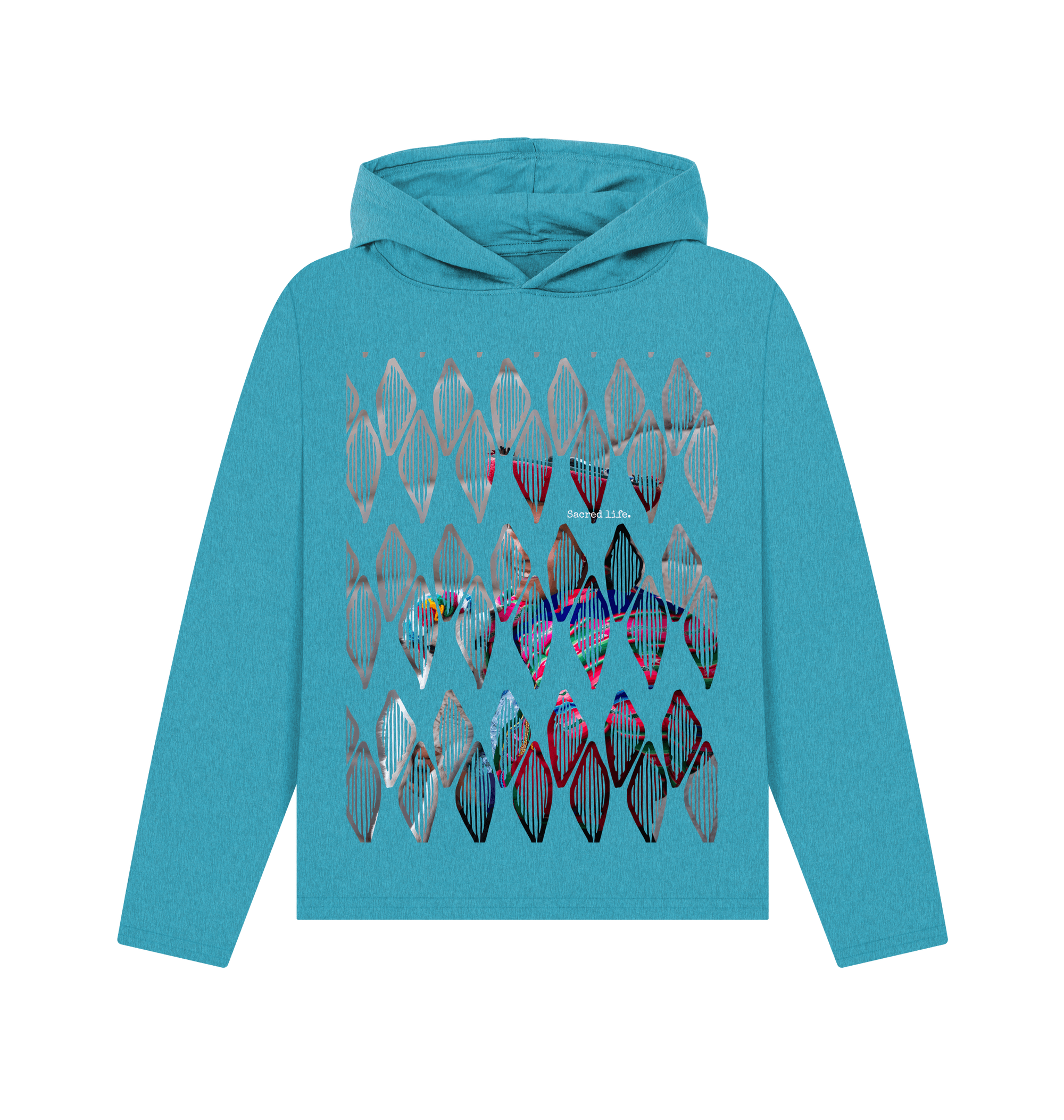 Ocean Blue Recycled Hoody Front