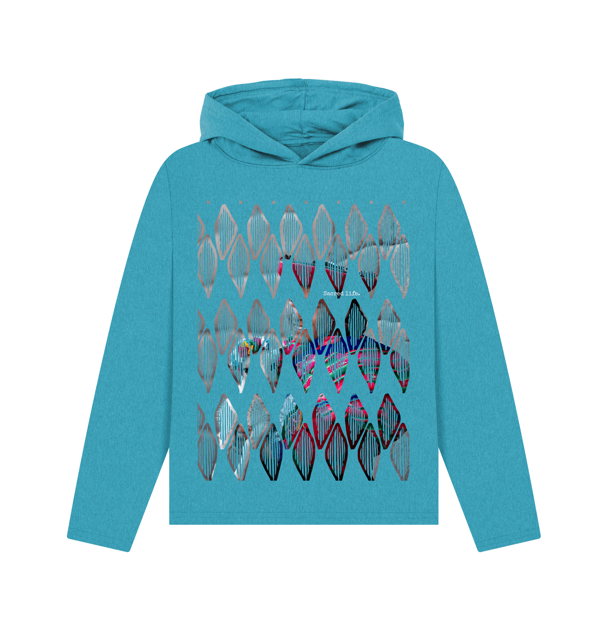 Ocean Blue Recycled Hoody Front