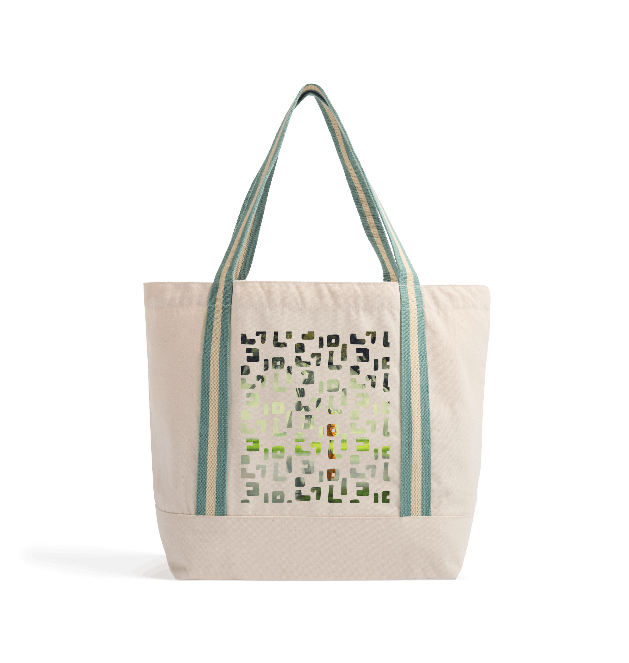 Natural/Sage Green Heat Transfer Bag Front