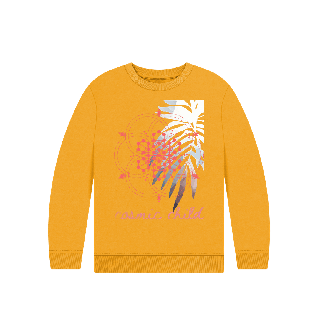 Mustard Printed Kids Jumper Front