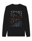 Black Recycled Printed Sweater Front