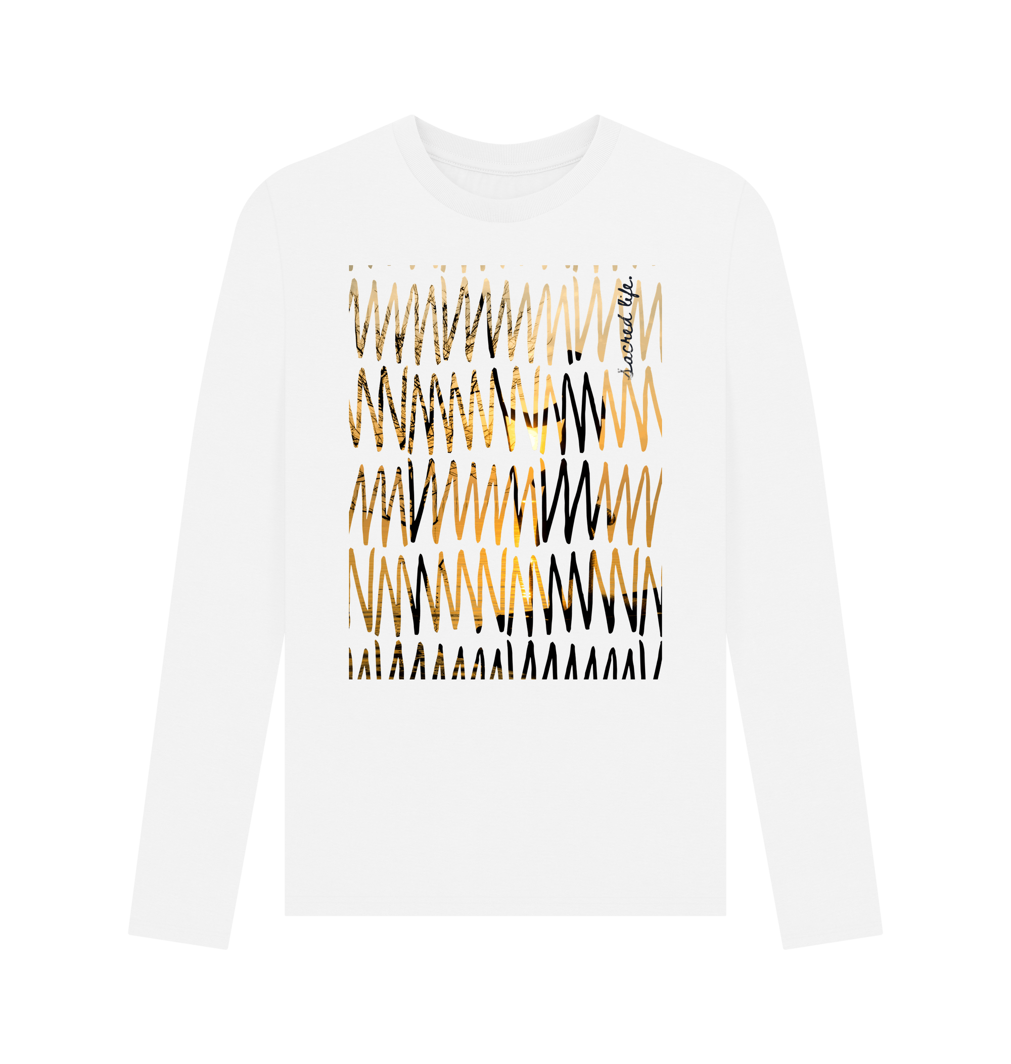 White Printed Long Sleeve T Shirt Front