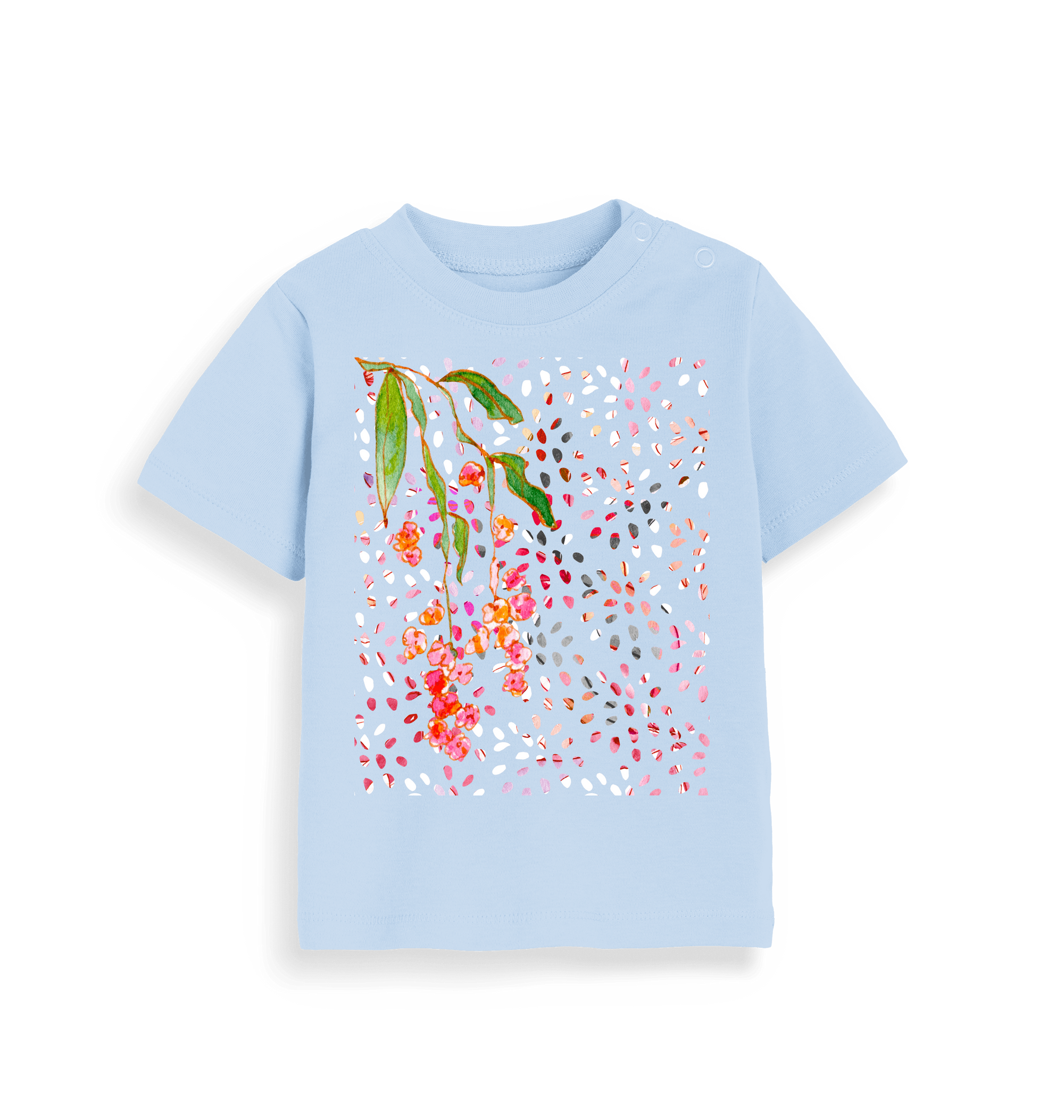Dusty Blue Printed Kids T-Shirt Front