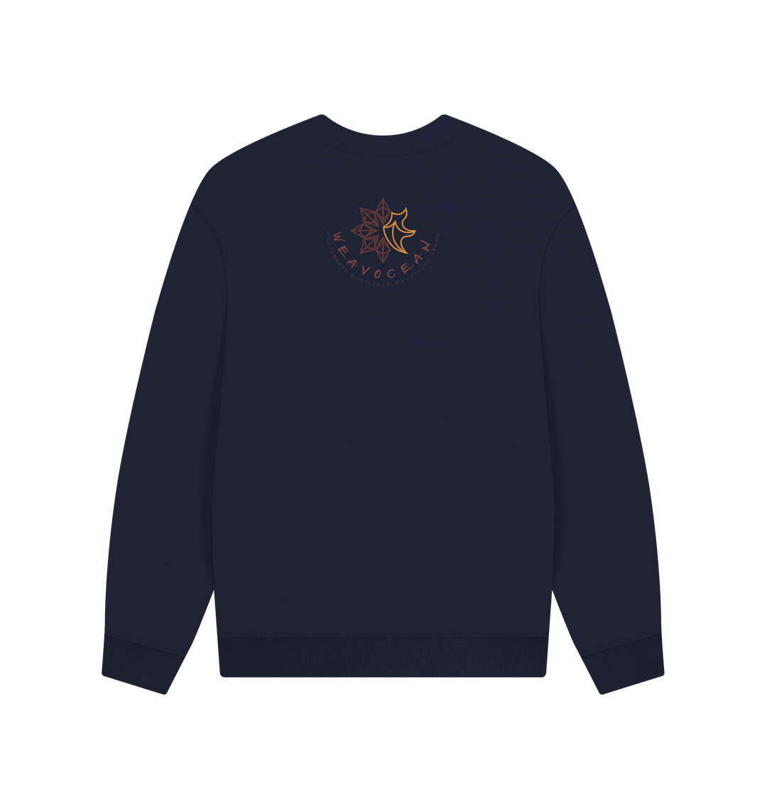 Navy Blue Printed Sweater Back