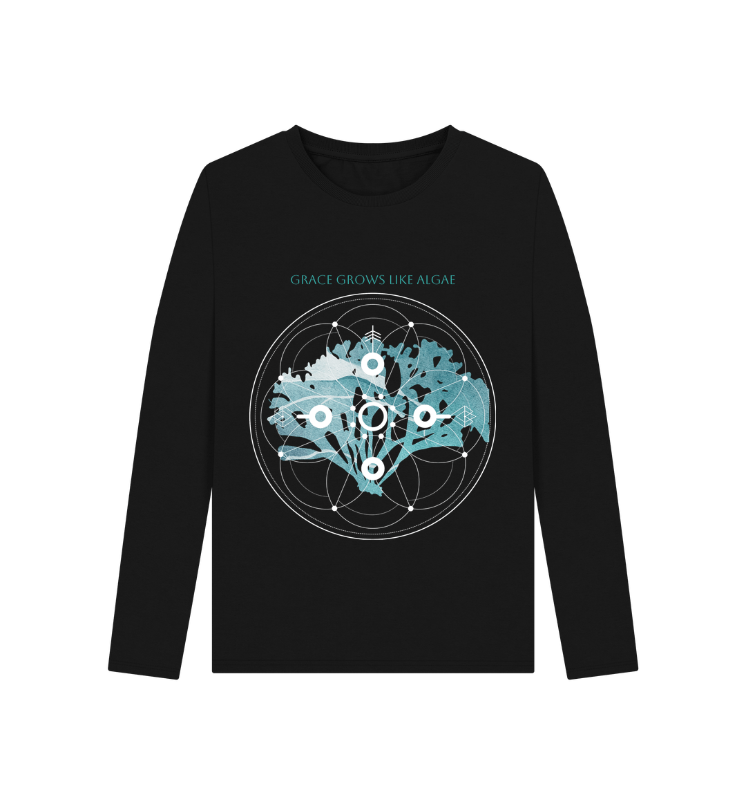 Black Printed Long Sleeve T Shirt Front