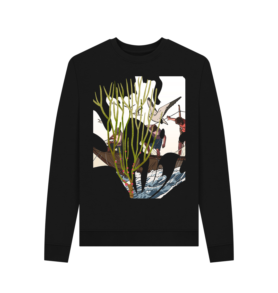 Black Recycled Printed Sweater Front