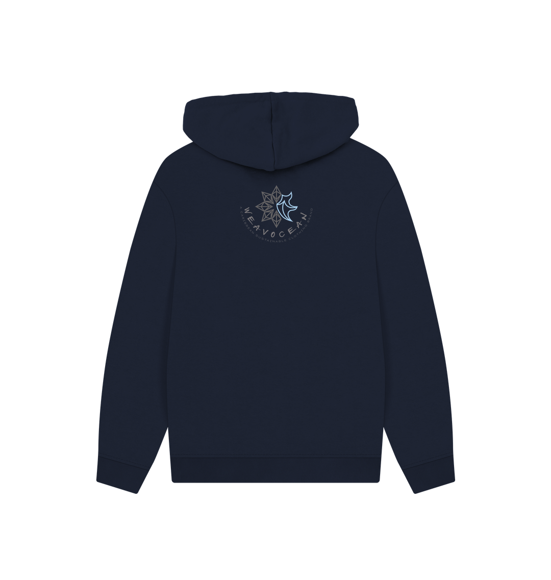 Navy Printed Hoody Back
